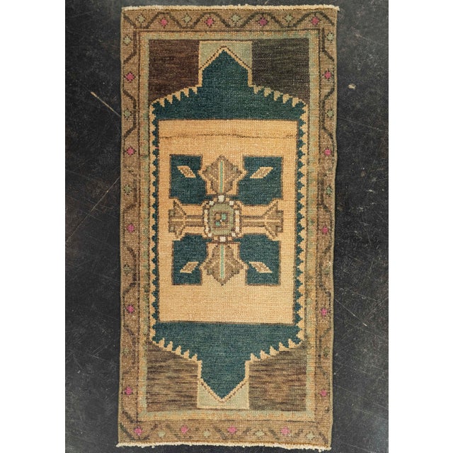 Brown Turkish Mini Rug Oriental Hand Knotted Vintage Rug 1'6" x 3' #21247 For Sale - Image 8 of 8
