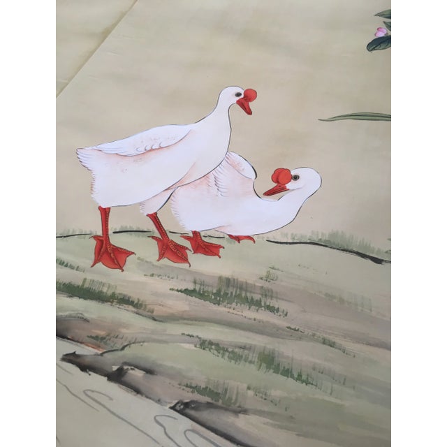 Collectible Vintage Chinese Export Hand-Painted Gracie Wallpaper Six Panels Chinoiserie Birds and Flowers For Sale - Image 11 of 13