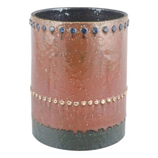 Cylindrical Stoneware Vase with Studs by Sylvia Leuchovius for Rörstrand For Sale
