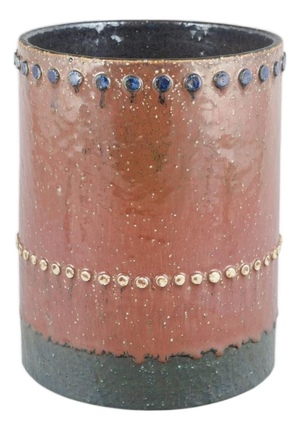 Cylindrical Stoneware Vase with Studs by Sylvia Leuchovius for Rörstrand
