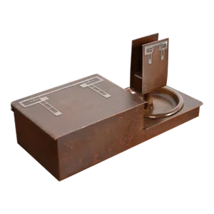 Heintz Arts & Crafts Sterling Silver on Bronze Humidor Box and Ashtrays With Match Box Holder