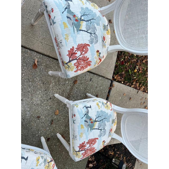 Restoration Hardware Cane French Fabric Cushion Dining Chairs Set of 4 Chairish