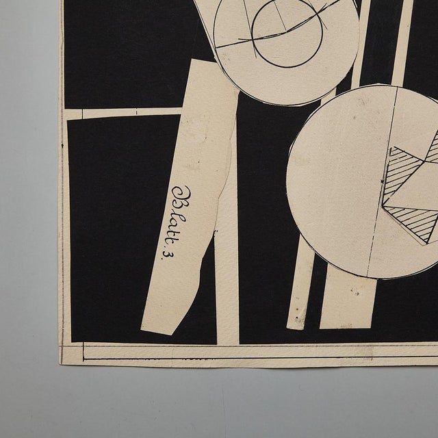 Josef Brauner, Bauhaus Black and White Rationalist Collage, Mixed Media, 1927 For Sale - Image 10 of 16