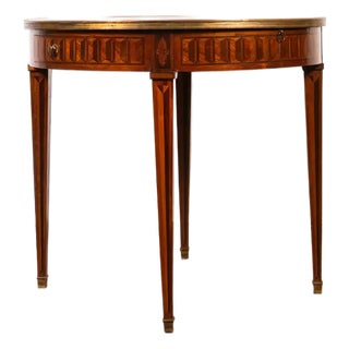 19th Century French Circular Inlaid Centre/Side Table With Side Sliders For Sale