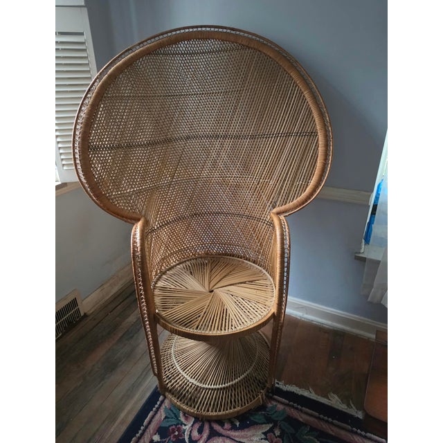 1990s 1990s Wicker Fan Back Chair For Sale - Image 5 of 10