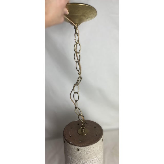 Metal Pair of Late 20th Century Artisan Ceramic Pendant Lights For Sale - Image 7 of 12