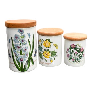 Set of 3 Portmeirion Botanic Garden Kitchen Storage Canisters Vintage For Sale