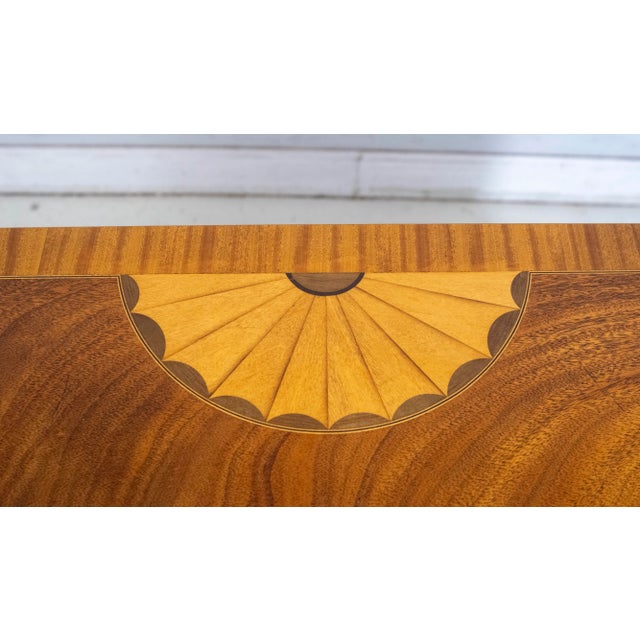 Baker Federal Style Inlaid Mahogany Demilune Server For Sale - Image 13 of 18