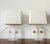 Pair of Hollywood Regency style lamps, circa 1970/1980. Rectangular acrylic glass lamps with geometric brass and silver-...