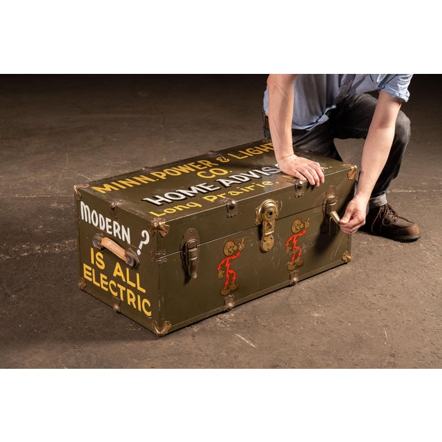 c. 1940s/1950s; Minnesota Power & Light Co. - Duluth, MN Hand-painted metal promotional storage chest produced for...