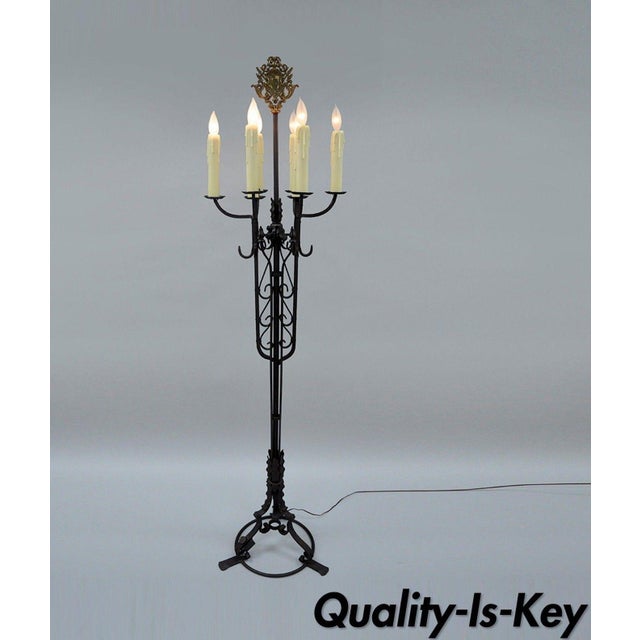 Antique Gothic Iron Candelabra Standing Floor Lamp Chairish