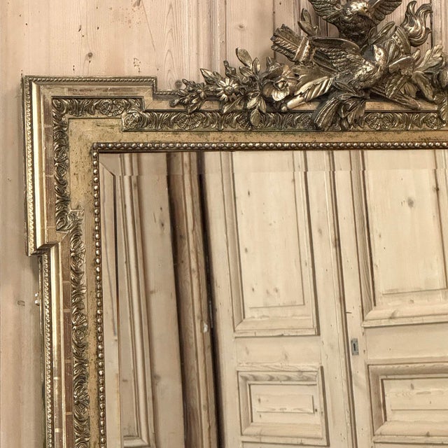 Bronze 19th Century French Louis XVI Giltwood Mirror With Lovebirds For Sale - Image 8 of 18
