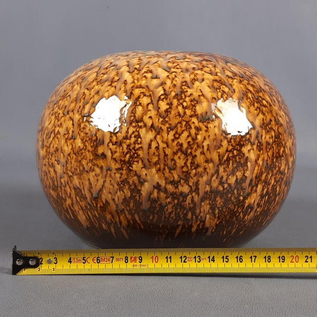 Vintage Space Age Ceramic Sphere Vase with Tortoiseshell Enamel, 1970s For Sale - Image 9 of 11