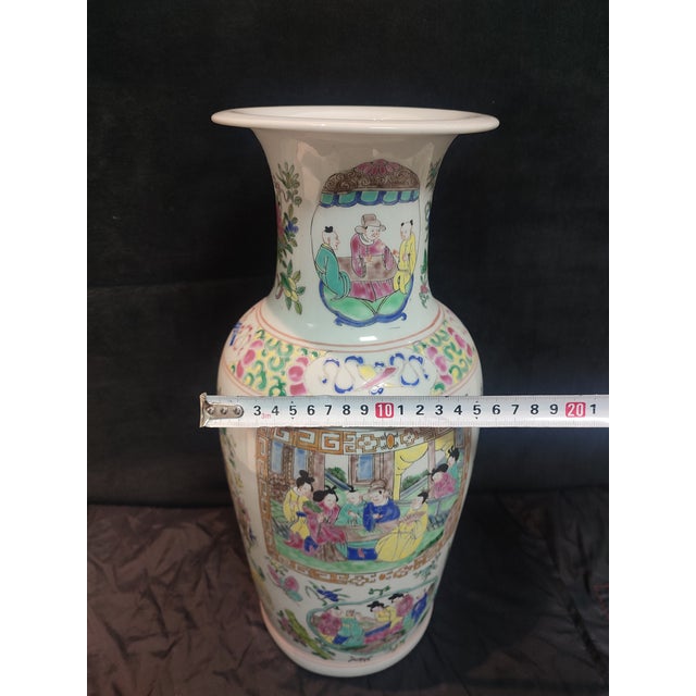 Chinese Ceramic Vase Qing Dynasty Kangxi Marked Famille Verte Porcelain Vase Hand Painted Figures Story Pattern For Sale - Image 10 of 11