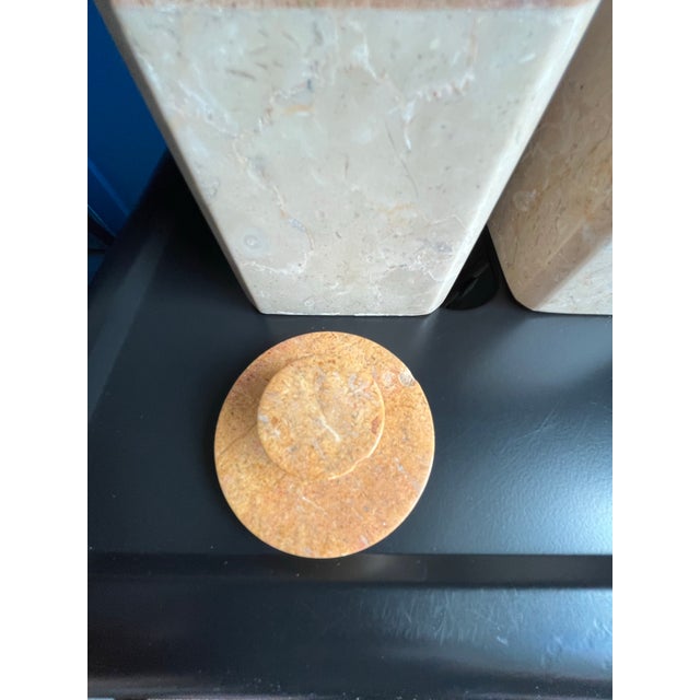 1980s Organic Modern Lidded Stone Tea or Tobacco Canisters-Set of 2 For Sale - Image 10 of 11