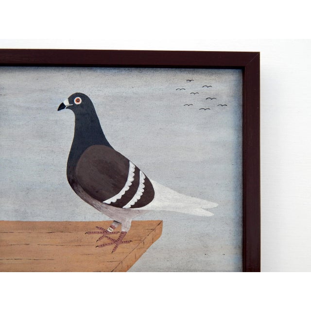Matt Rix, Naive Style Racing Pigeon, Oil on Canvas, Framed For Sale - Image 3 of 12