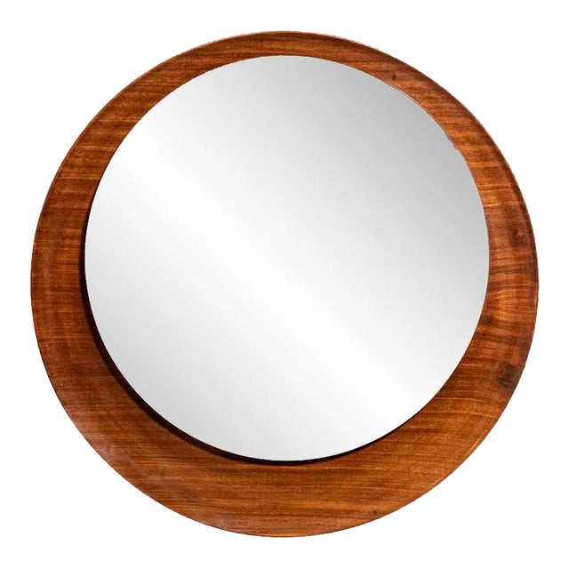 Circular Teak Plywood Frame Mirror by Stilcasa For Sale