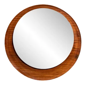 Circular Teak Plywood Frame Mirror by Stilcasa