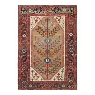Antique Persian Bakhshaish Carpet, Handmade Wool Oriental Rug, Ivory Light Blue For Sale