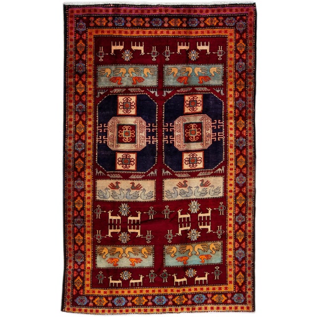 Vintage Persian Handmade Ruby-Red Tribal Wool Rug For Sale - Image 10 of 10