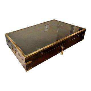 Antique Late 19th Century Countertop Campaign Style Display Case For Sale