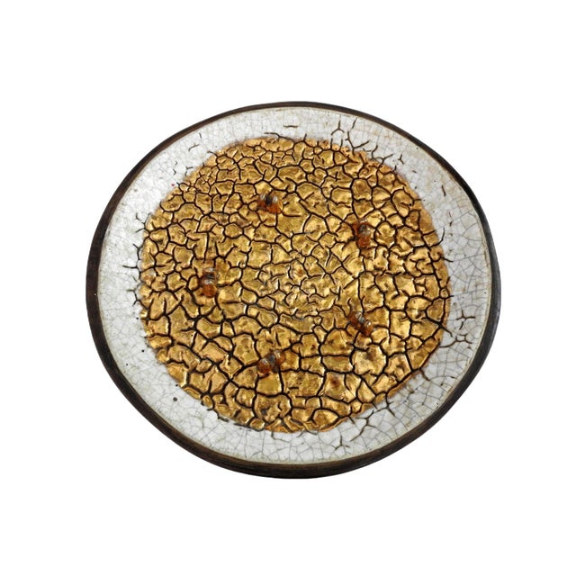 Exceptional mid-century sculptural pottery plate by California artist Leroy Benjamin for Hillside House of Originals,...