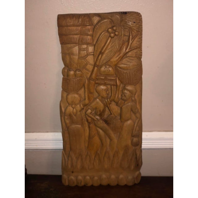 1960s Mid-Century Haitian Folk Art Carved Solid Mahogany Relief Plaque - Signed Abel C For Sale - Image 12 of 12