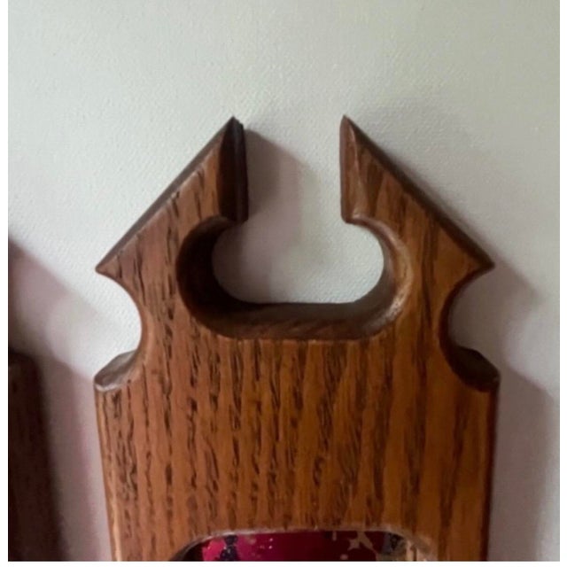 Brown Vintage Wooden Wall Candle Holders With Mirrors Set of 2 For Sale - Image 8 of 9