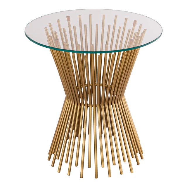 Transitional Grace Glass Side Table For Sale - Image 3 of 7