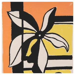 Flower on a Yellow and Orange Background, Screen Print, 1950s