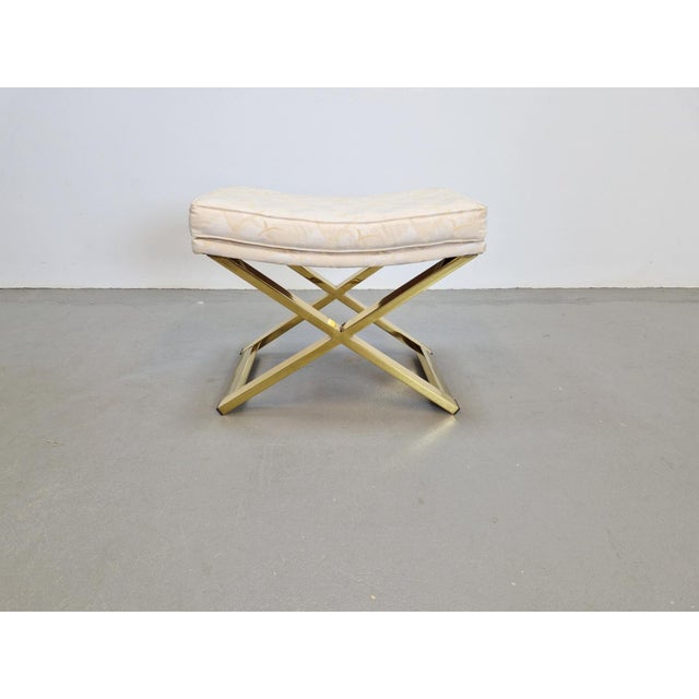 Vintage Regency Brass Cross Stool, Italy, 1970s For Sale - Image 10 of 11
