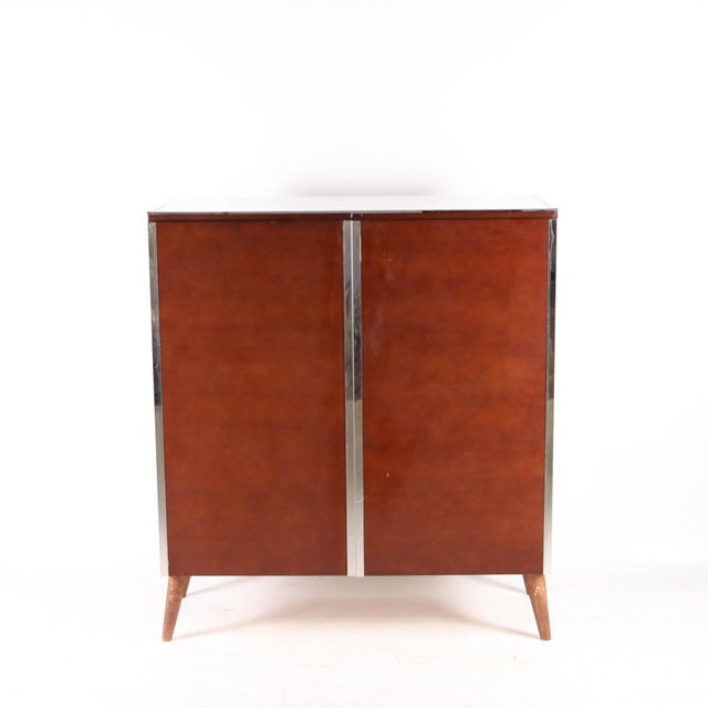 Brown Small Armoire in Wood and Chrome, 1980s For Sale - Image 8 of 10