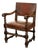 Antique Italian Baroque Leather & Barley Twist Carved Mahogany Arm Chair 1820 For Sale
