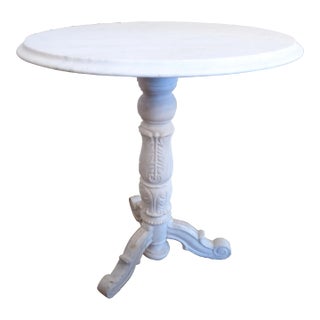 Vintage Anglo-Indian Carved Marble Pedestal Table For Sale