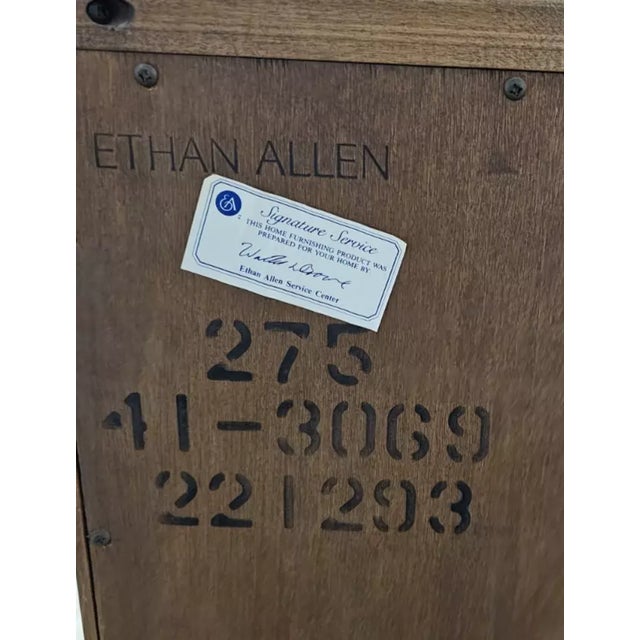 Vintage Ethan Allen Cherry Arts and Craft Style Grandfather Clock Moon Phase Dial For Sale - Image 9 of 9