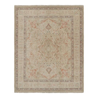 Rug & Kilim’s Tabriz Style Rug in Green and Pink Floral Patterns For Sale