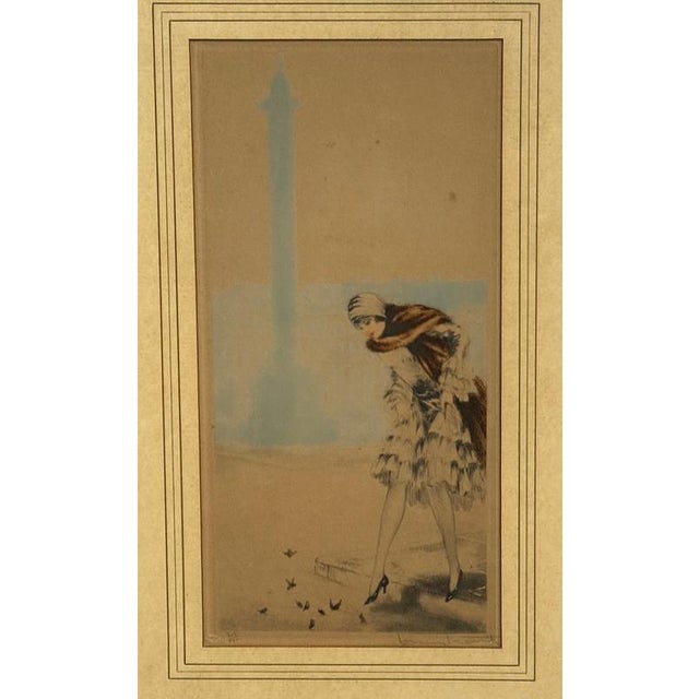 Louis Icart (Louis Icart (French, 1888–1950) Original Art Deco Etching with Aquatint titled Place Vendôme; the etching was...