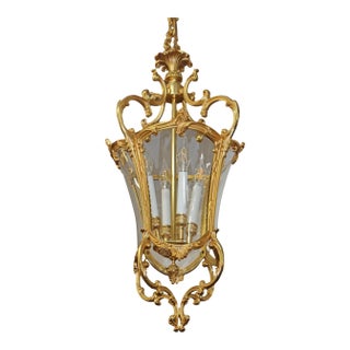 Italian Louis XV Style Bronze Gold Dore 4 Light Lantern by Fbai For Sale