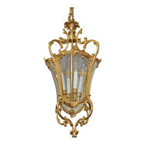 Italian Louis XV Style Bronze Gold Dore 4 Light Lantern by Fbai