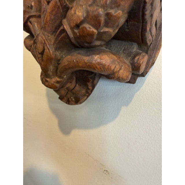 Antique French Hand Carved Wood Corbel Wall Bracket For Sale - Image 4 of 5