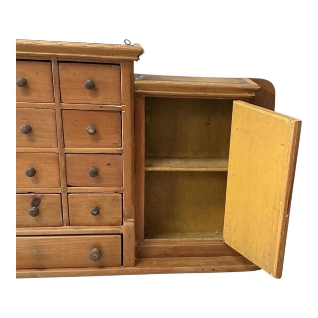 Antique Continental Primitive Pine Apothecary or Spice Wall Cabinet Shelf For Sale - Image 4 of 6