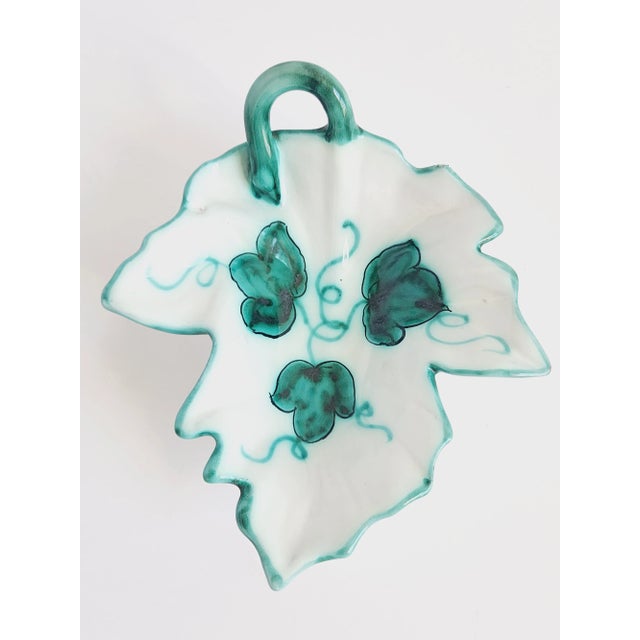 Vintage Italian Handpainted Ceramic Leaf Dishes-A Pair For Sale - Image 12 of 12