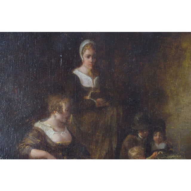 Domestic Scene, 18th Century, Oil on Panel For Sale - Image 5 of 9
