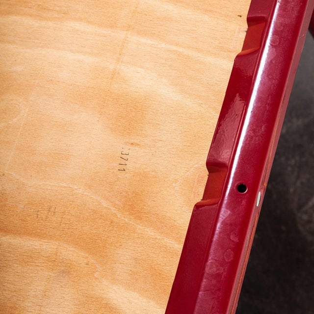 1970s Red Stacking Dining Chairs with Beech Seat from Mullca, 1970s, Set of 4 For Sale - Image 5 of 7