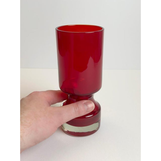 Glass Mid-Century Modern Red Glass Vase from Alsterfors, Sweden, 1960s For Sale - Image 7 of 10