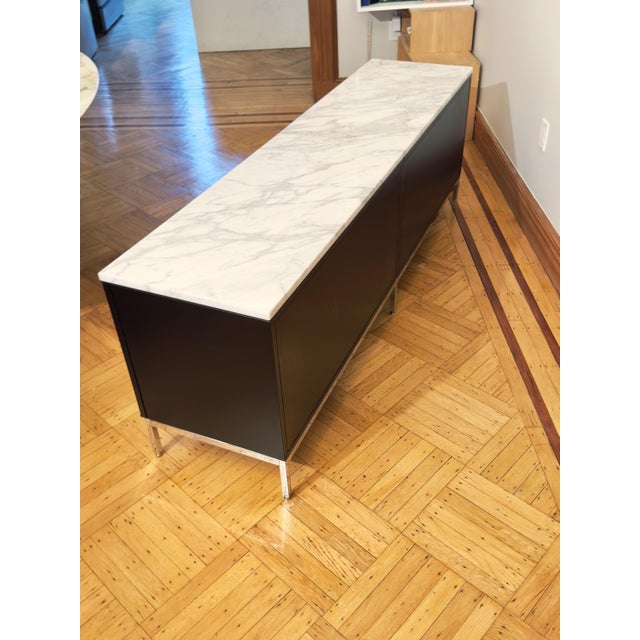 Wood Florence Knoll Credenza in Ebonized Oak With Calacatta Marble Top For Sale - Image 7 of 9