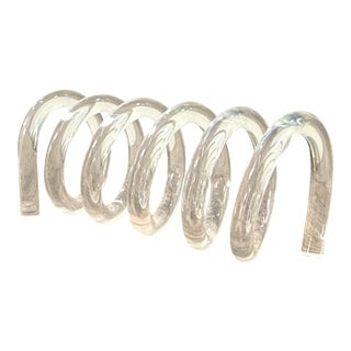 Mid Century Modern Dorothy Thorpe Style Lucite Spiral Letter Holder Desk Accessory For Sale