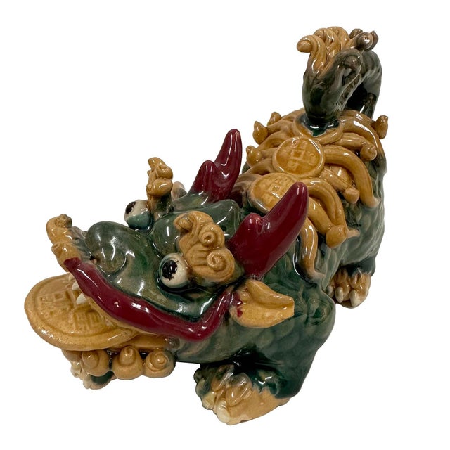 1950s Mid 20th Century a Pair of Chinese Feng Shui Prosperity Statues, Foo Dogs. For Sale - Image 5 of 13