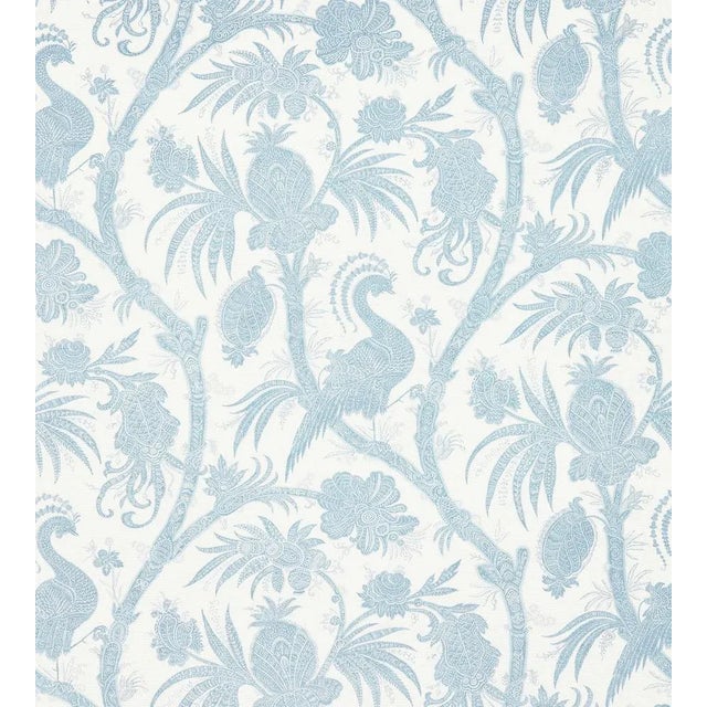 Traditional Sample - The House of Scalamandré Balinese Peacock Linen Print Fabric, Sky For Sale - Image 3 of 3
