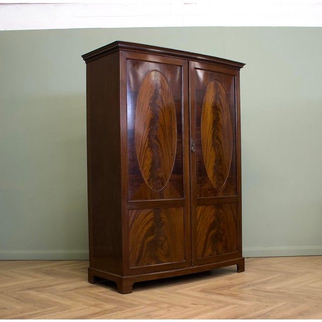 Antique Edwardian Bow Front Wardrobe, 1900s For Sale - Image 9 of 9